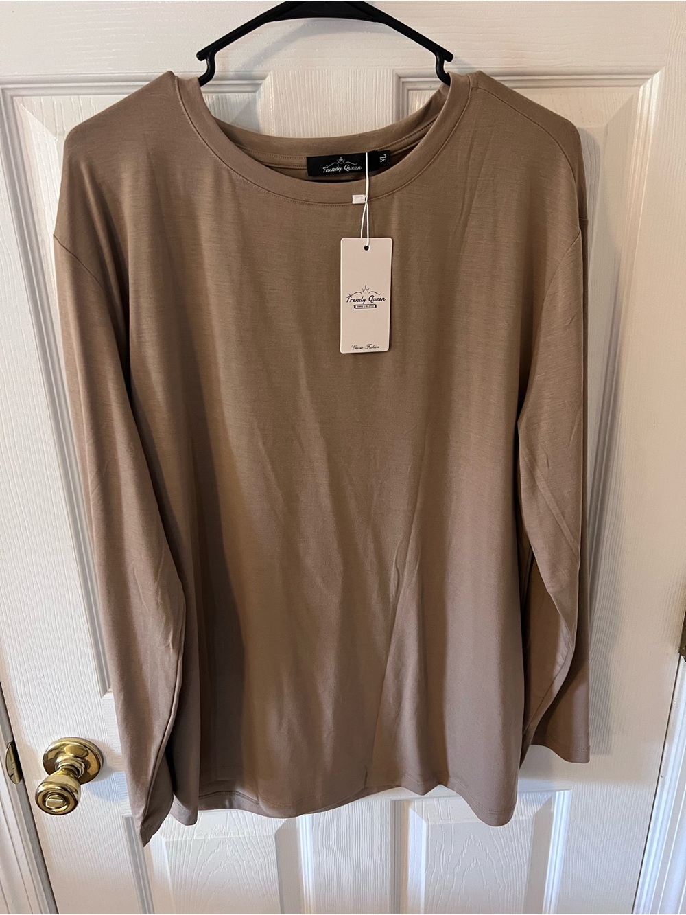 Trendy Grace Long Sleeve Tee - Taupe Tan Shirt Neutral